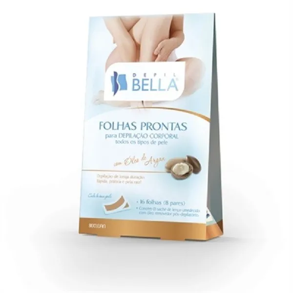 Folhas Depil Bella Prontas para Depilacao Corporal com Oleo Argan 16un