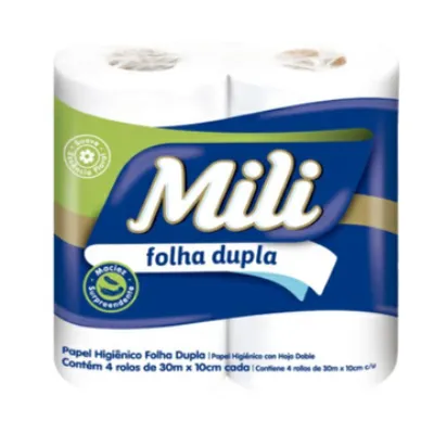 Papel Higienico Mili Folha Dupla Neutro 30 Metros com 4un