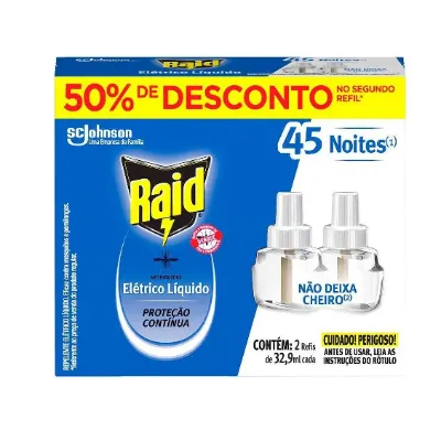 Inseticida Raid Protector 45 Noites com 2 Refis