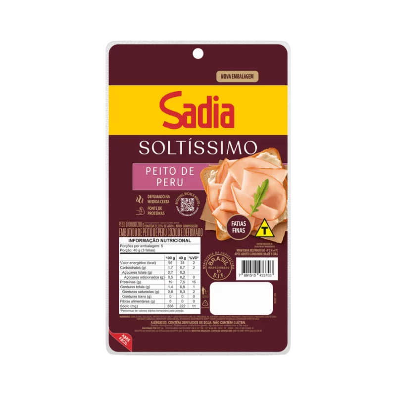 Peito de Peru Sadia Cozido Defumado Fatiado 200g